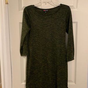 Olive Green 3/4 sleeve sweater dress